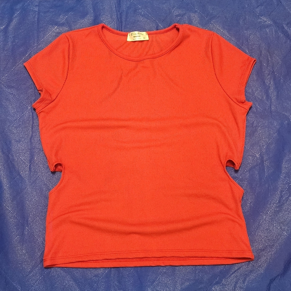Electric Behaviour Vibrant Red Short Sleeve Top